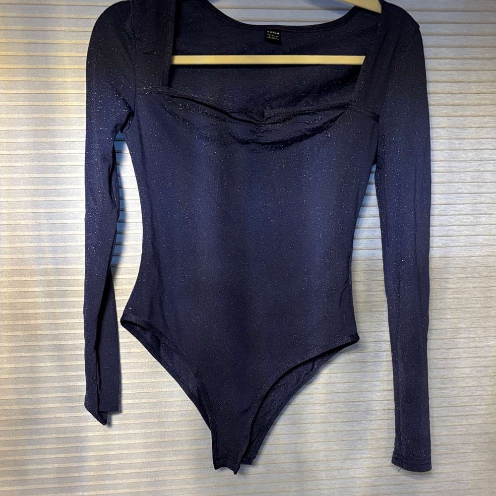 SHEIN Midnight Blue Shimmer Bodysuit